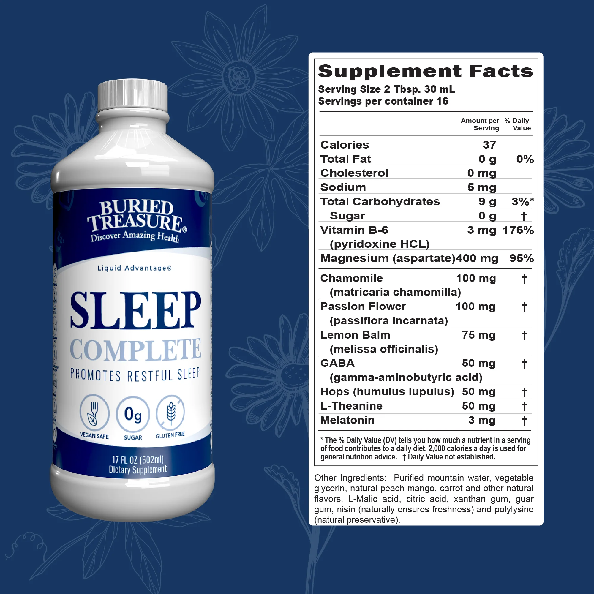 Sleep Complete – Liquid Supplement with Melatonin, 0g Sugar, 16 Servings - Image 2